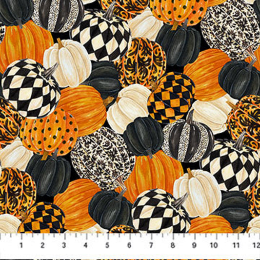 Hallow's Eve-Multi Colored Pumpkins-All Over Design-Northcott Fabrics-BTY