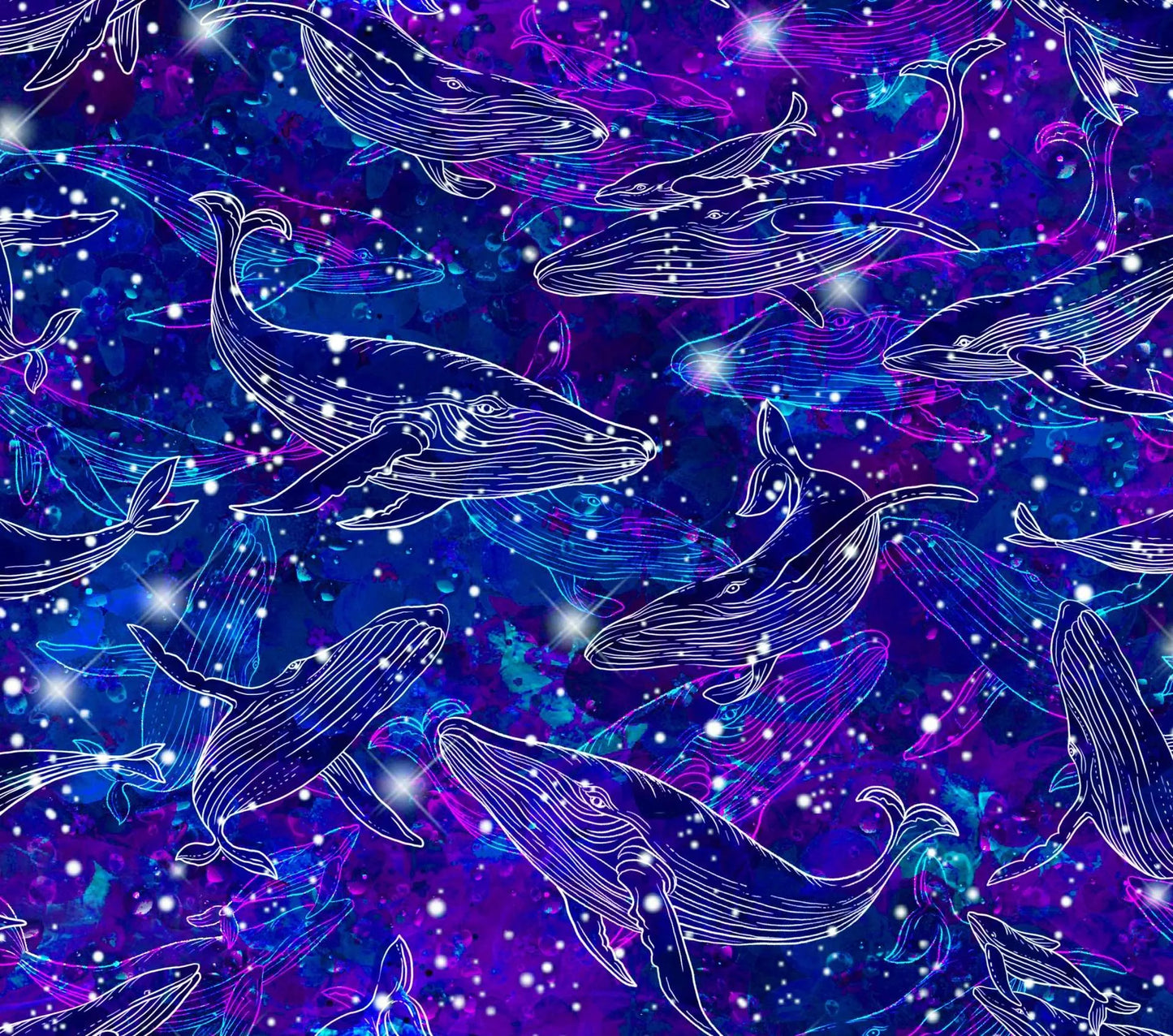 Oasis Fabrics-Hidden Treasures-Whale Outlines-BTY