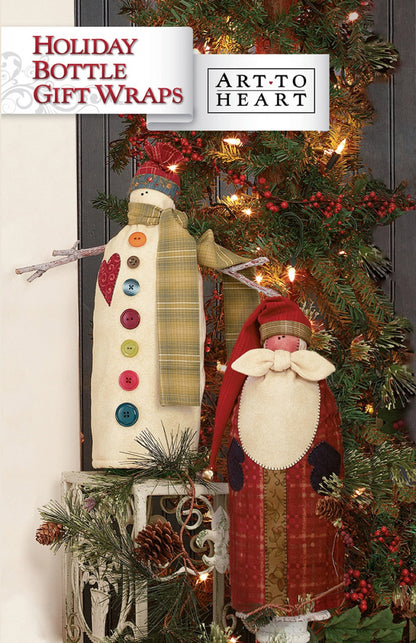 Holiday Bottle Gift Wraps by Art To Heart-Snowman and Santa