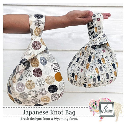 Japanese Knot Bag Pattern by Sewn Wyoming - 2 Sizes