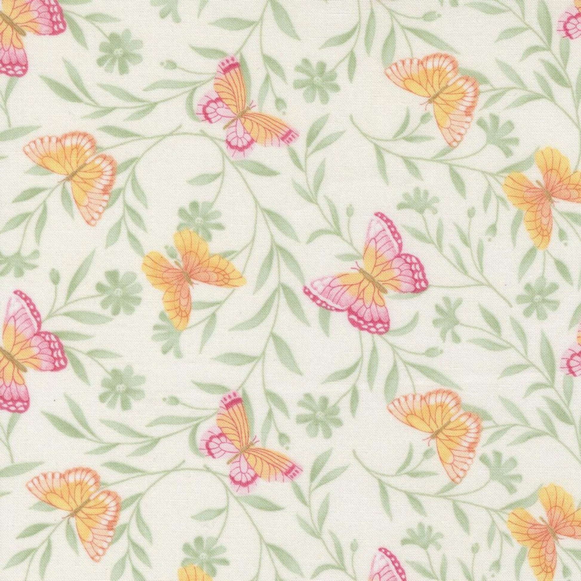 KIndness-Moda Fabrics-Colorful Butterflies w/Vines-BTY