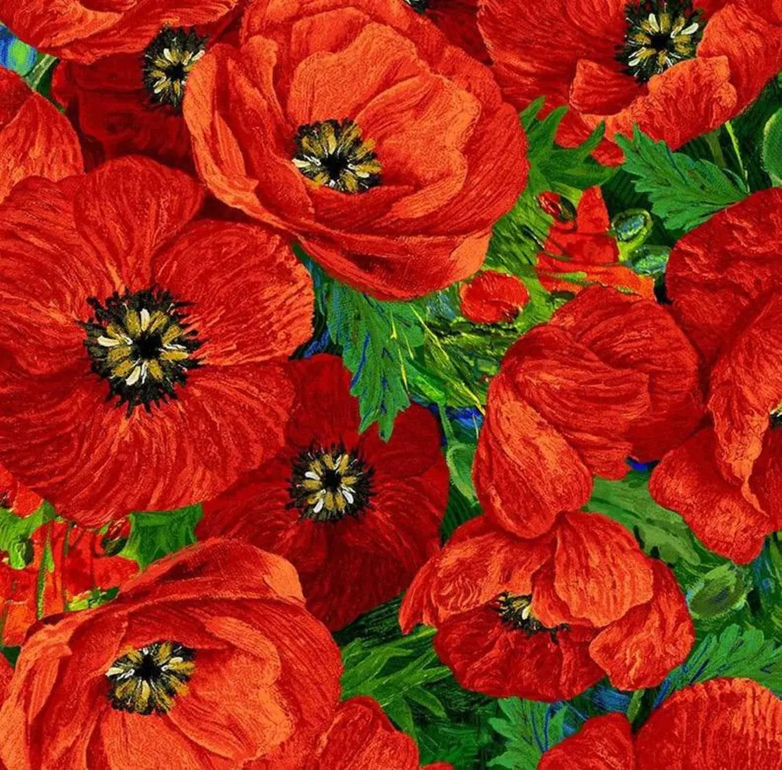Large Red Poppies Fabric by Timeless Treasures