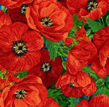 Large Red Poppies Fabric by Timeless Treasures