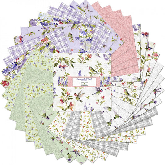 Hummingbird Floral Layer Cake-Wilmington Prints-42-10" Squares