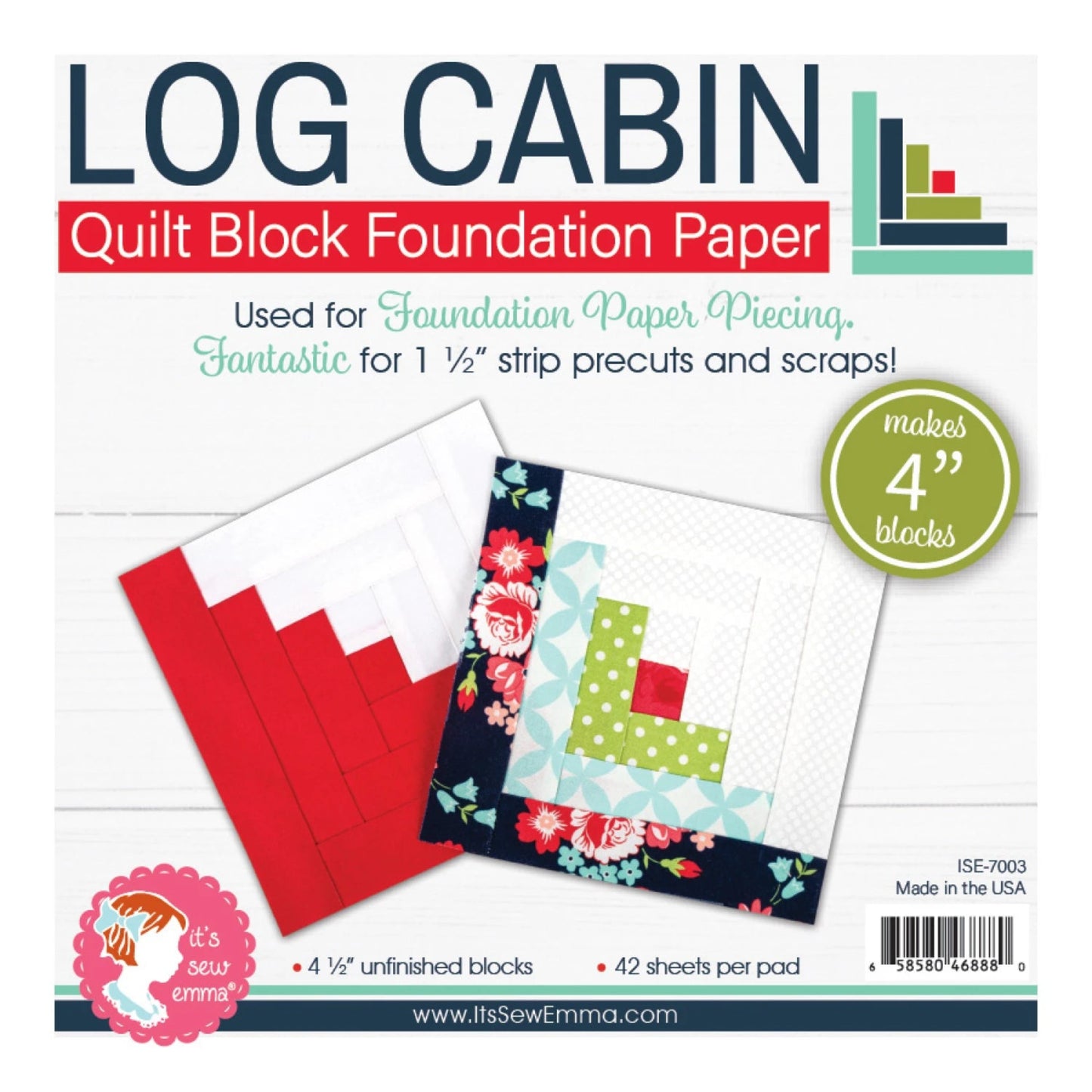 Log Cabin Quilt  Block Foundation Papers-4 Inch squares-It's Sew Emma