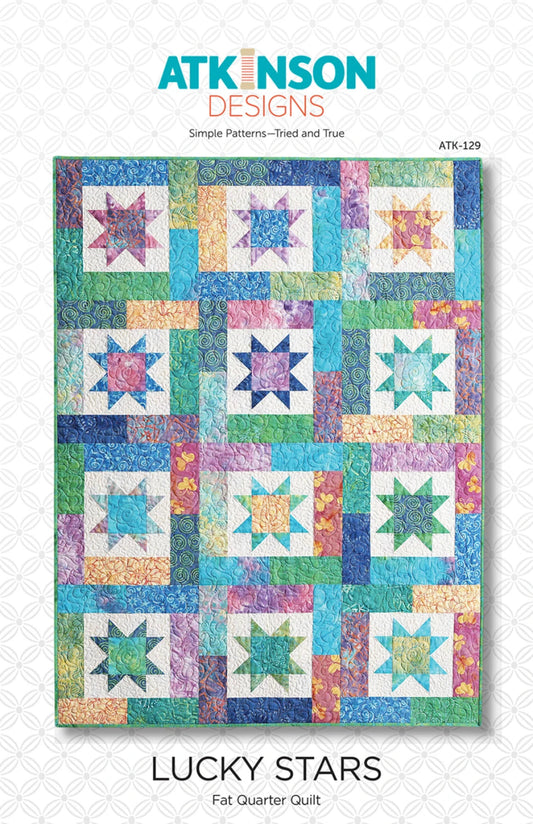 Lucky Stars Quilt Pattern-Atkinson Designs-Fat Quarter Quilt-5 Sizes Incl.