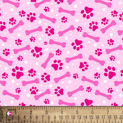 Paws and Bones-David Textiles-BTY-Pink Background
