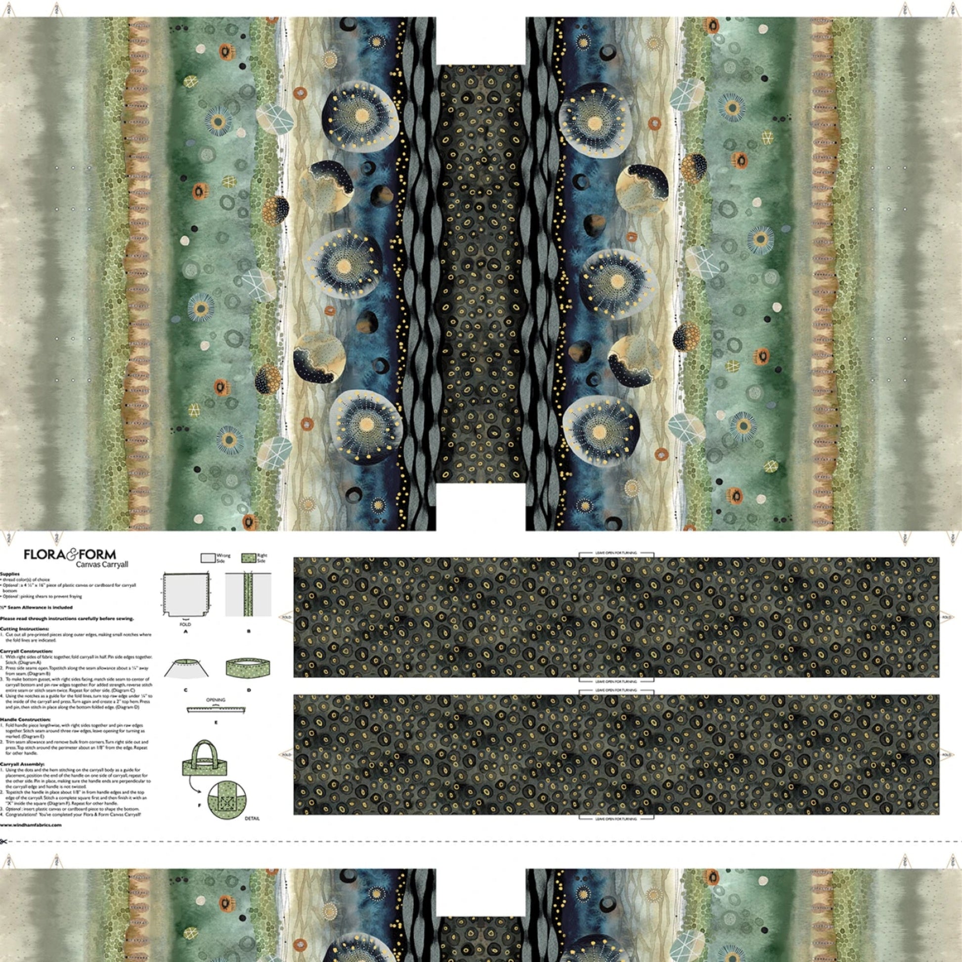 Multi Flora & Form Canvas Carryall By Windham Fabrics