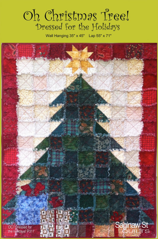 Oh Christmas Tree Rag Quilt Pattern-Saginaw St. Quilts-2 Sizes