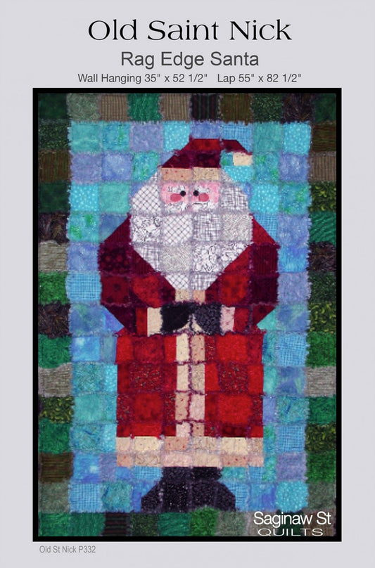 Old Saint NIck Rag Edge Santa Pattern-Saginaw St. Quilts