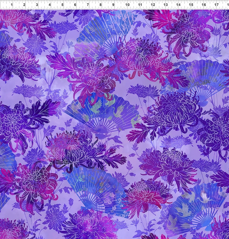 Oriental Garden-Flowers and Mums-In The Beginning-Purple Colors-BTY