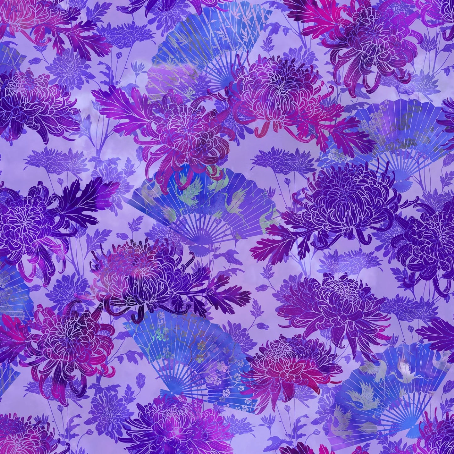 Oriental Garden - Purple-In The Beginning-BTY-Digital Print