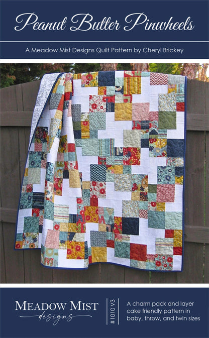Peanut Butter Pinwheels Quilt Pattern by Meadow Mist Desigsn-3 Sizes