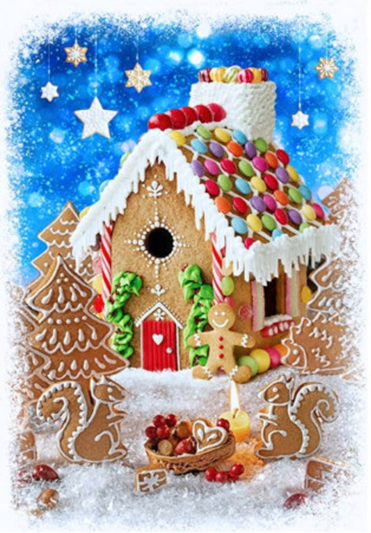 Peppermint Lane Gingerbread House Panel by Hoffman Fabrics