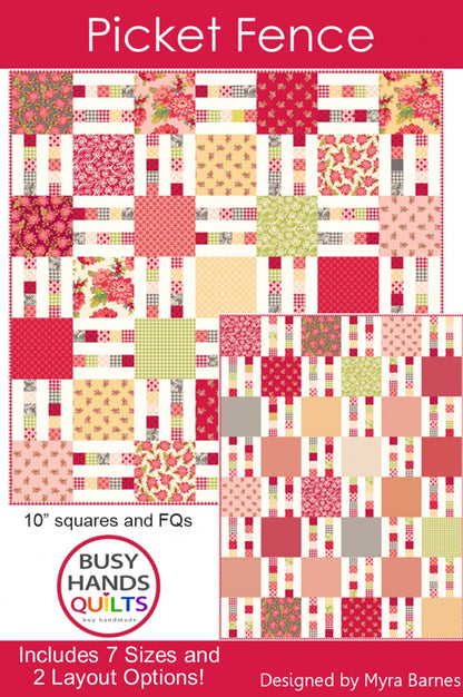 Picket Fence Quilt Pattern by Busy Hands Quilts-7 Sizes + 2 Layouts