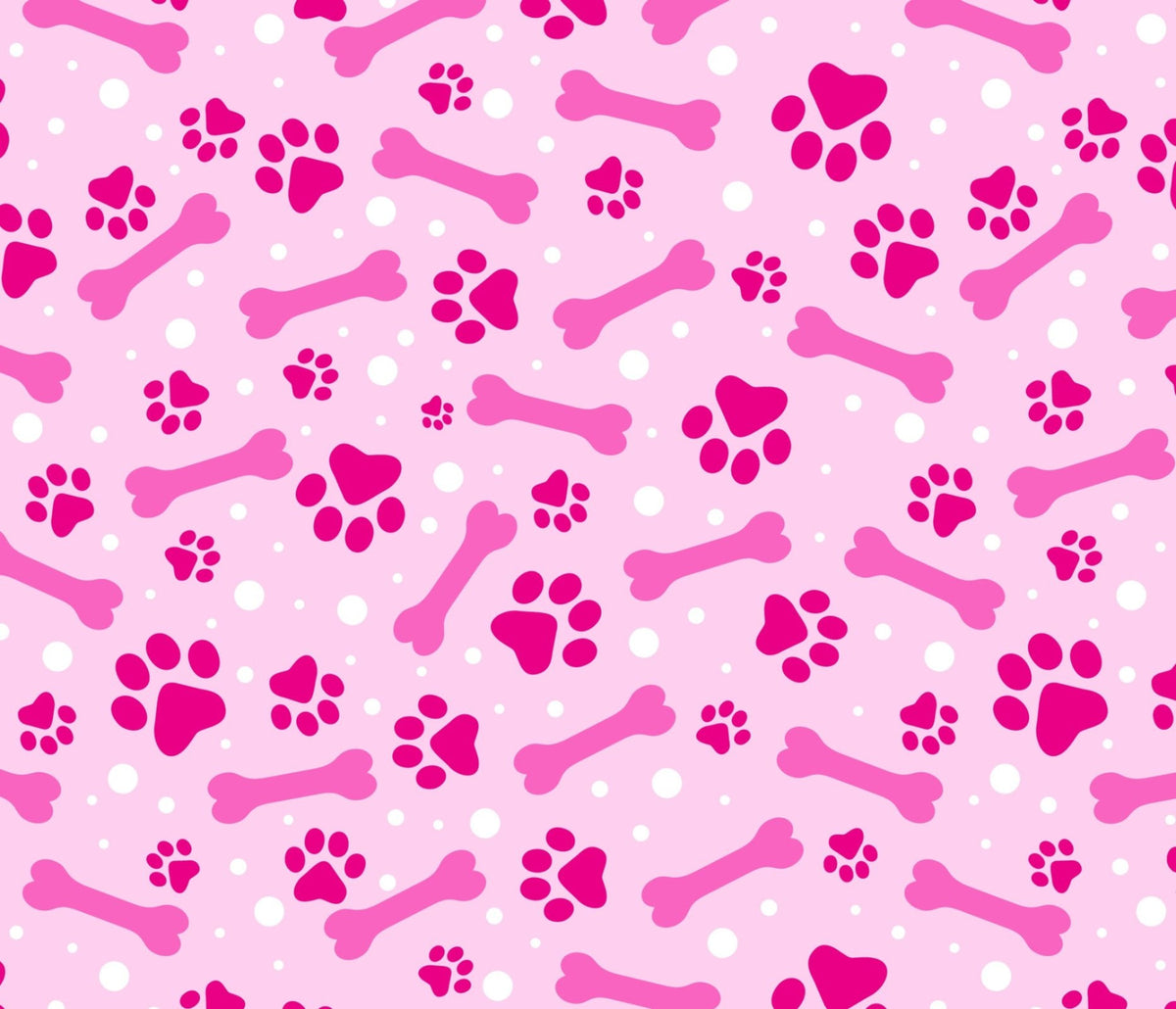 Paws and Bones-David Textiles-BTY-Pink Background