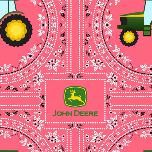 John Deere Pink Bandana Fabric-Springs Creative-BTY