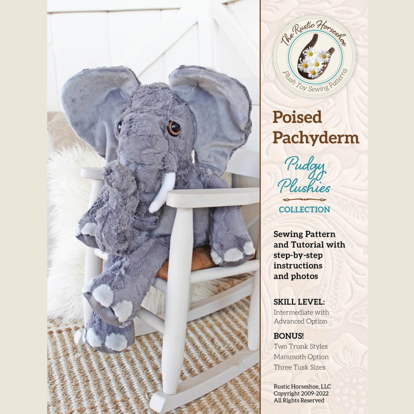 Poised Pachyderm-Pudgy Plushies-The Rustic Horseshoe-Intermediate Sewing