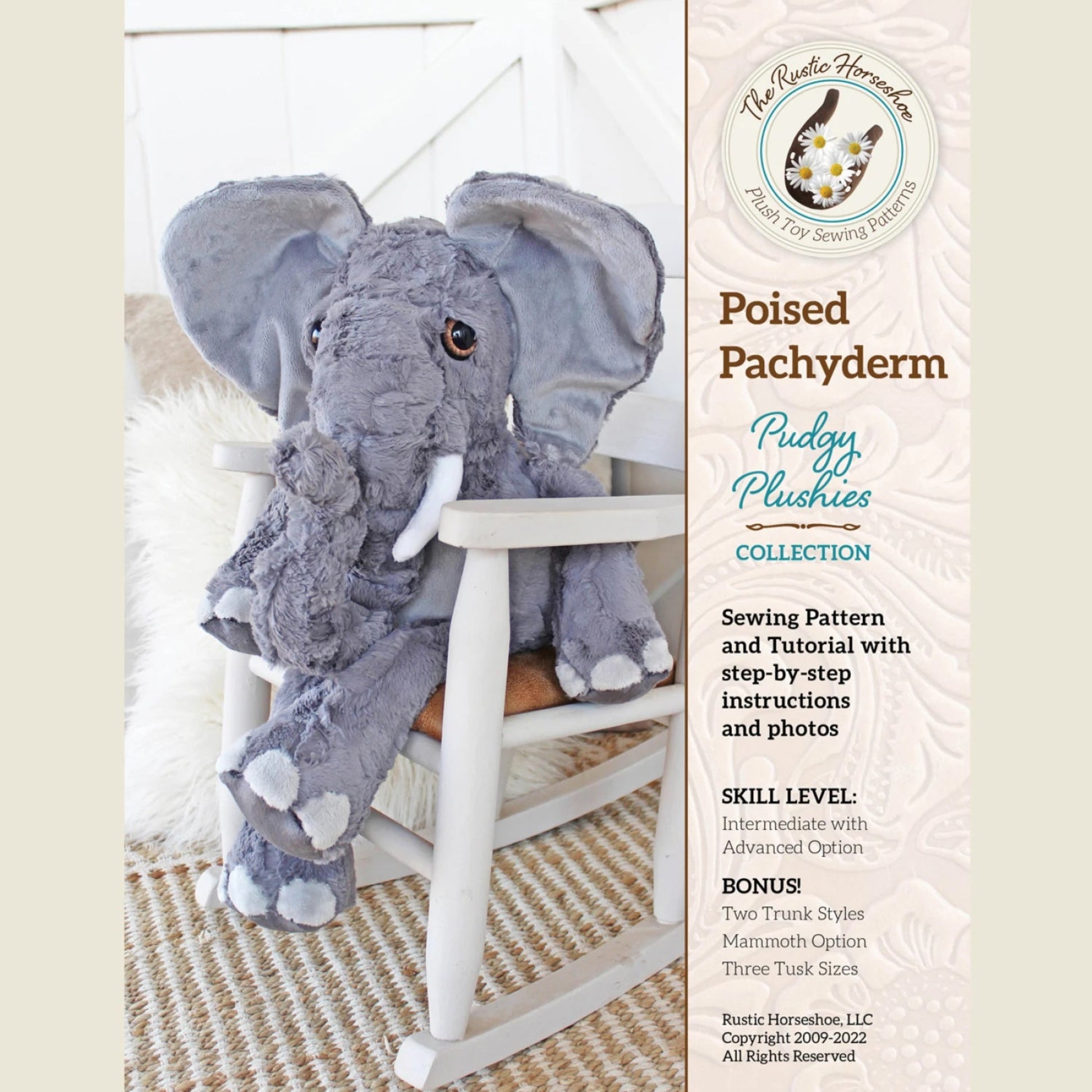Poised Pachyderm-Pudgy Plushies-The Rustic Horseshoe-Intermediate Sewing