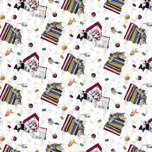 Quilted Kitties-Kitties & Fabric-BTY-Henry Glass
