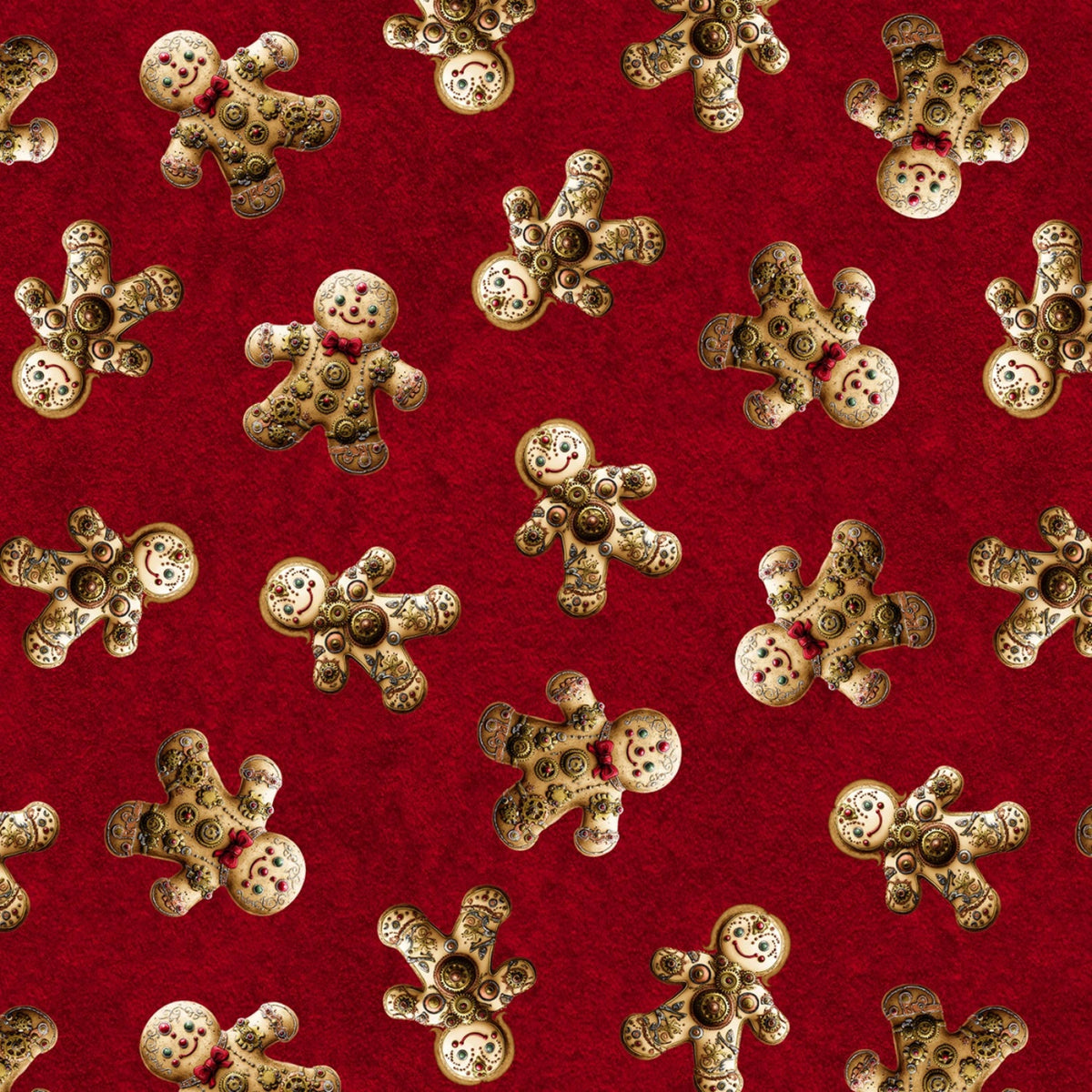 Gears And Garland Gingerbread People-Blank Quilting-BTY-Steampunk Fabric