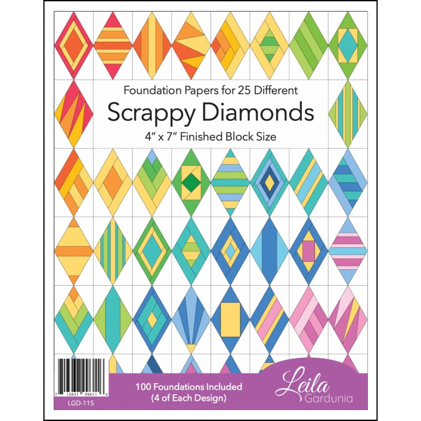 Scrappy Foundation Papers-Scrappy Diamonds-4"x7" Finished Block Size