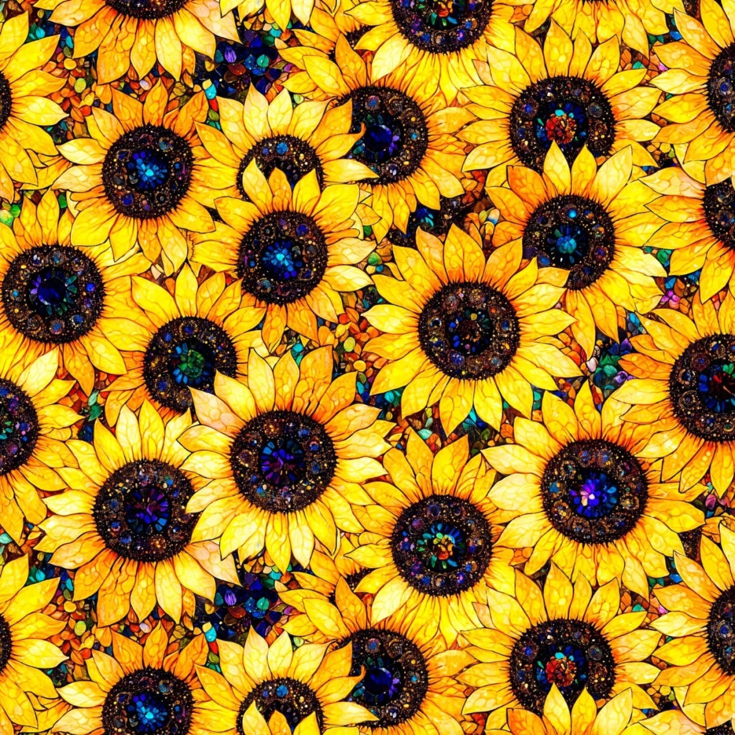 Sonny Sunflowers with Stained Glass Centers-Camelot Fabrics-BTY