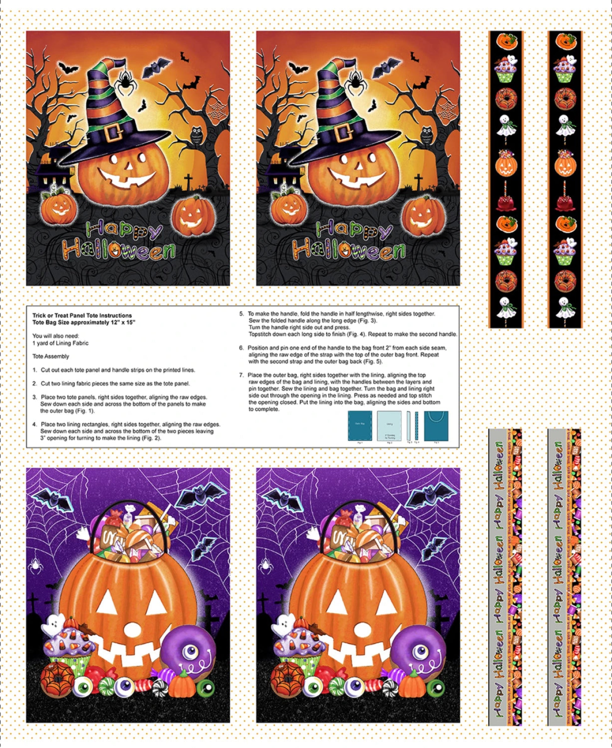 Spooky Aura-Glow In The Dark-Tote Or Trick or Treat Bag Panel-Blank Quilting