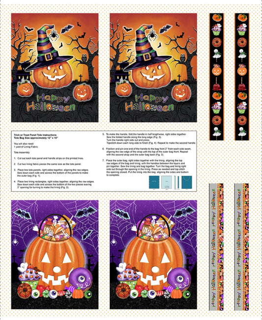 Spooky Aura-Glow In The Dark-Tote Or Trick or Treat Bag Panel-Blank Quilting