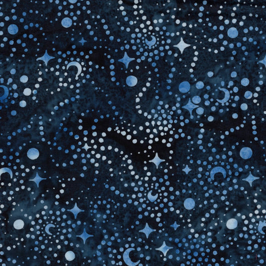 Stars and Swirls Batik-Island Batiks-Navy Blue B/G-BTY