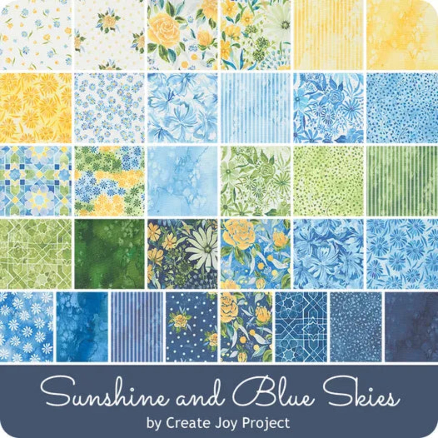 Sunshine & Blue Skies Mini Charm Pack-42 - 2.5" squares-Moda Fabrics