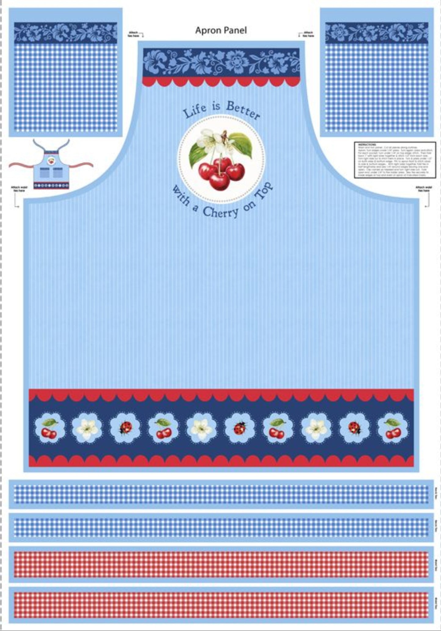 Sweet Cherry Apron Panel-Wilmington Prints-1 yard Panel