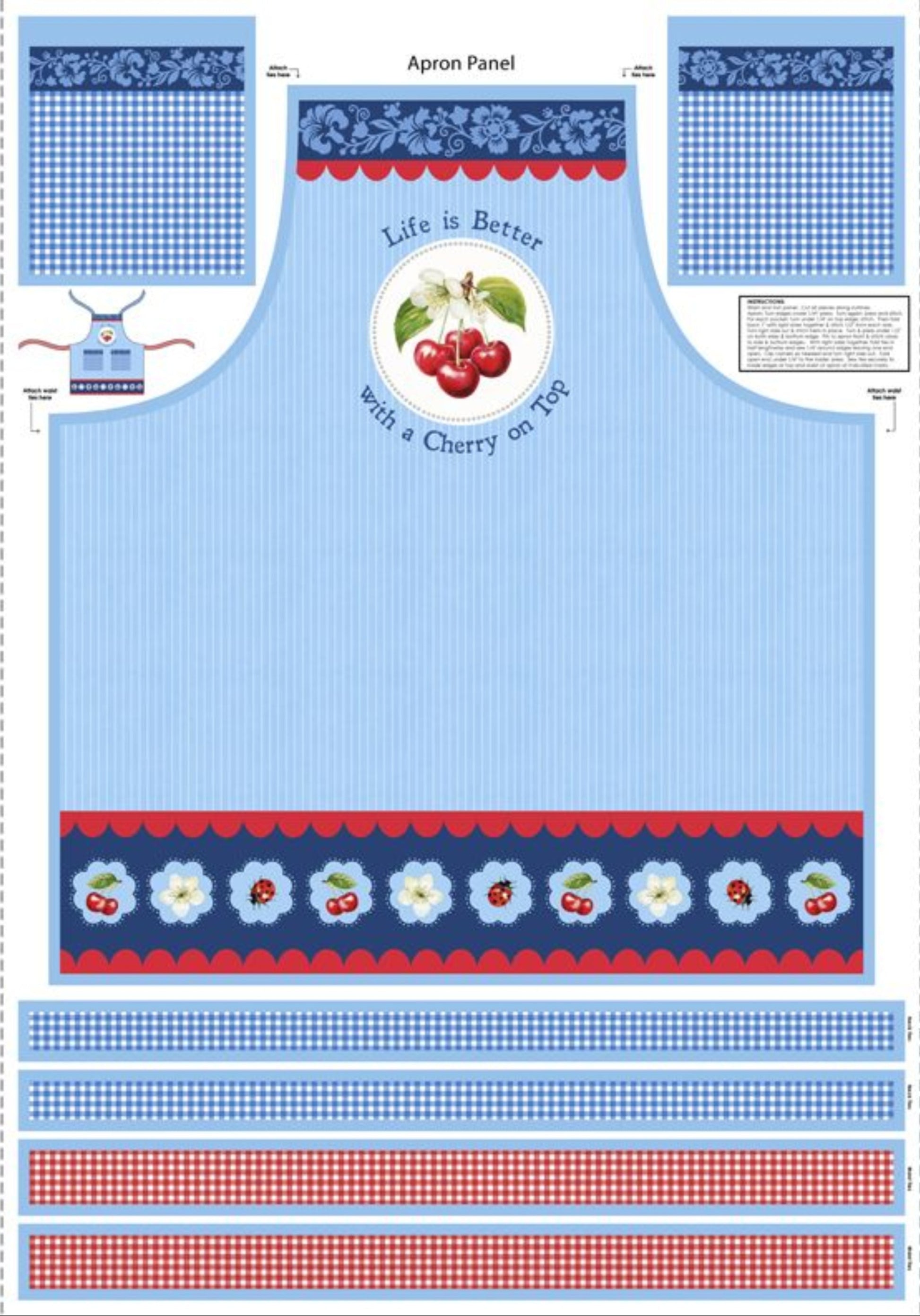 Sweet Cherry Apron Panel-Wilmington Prints-1 yard Panel