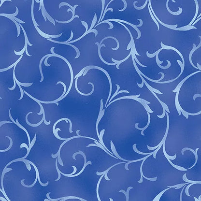 Swirling Vines-Blue-Benartex Fabrics-BTY