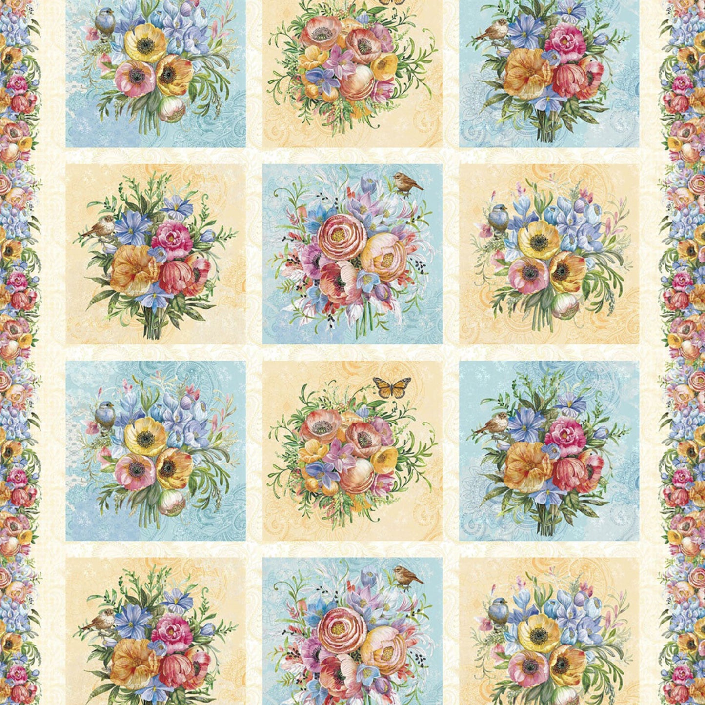 Tranquil Blooms Panel by White Owl Fabrics - Approx. 24" x 43"