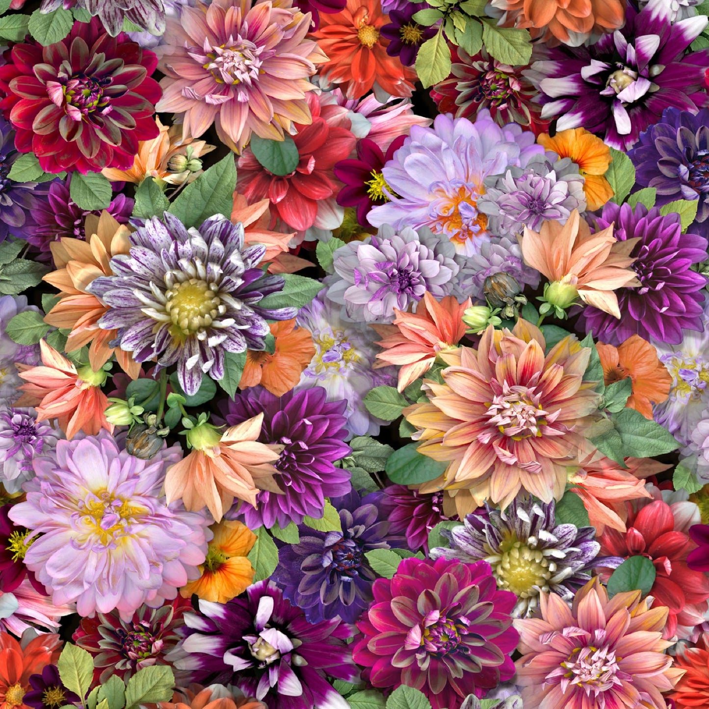 Tina's Garden-Floral Print Stacked-All Over Design-Clothworks-Digital PRint