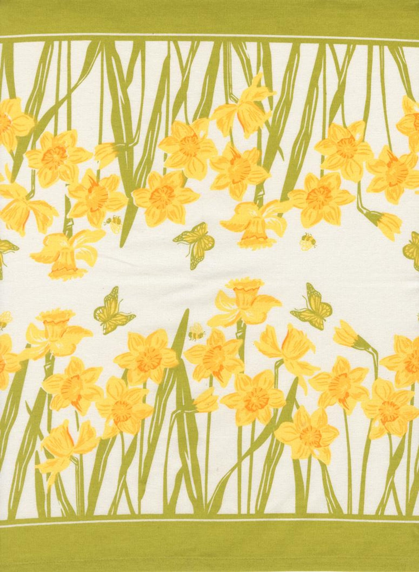 Toweling-Classic Retro-Daffodils-Butterflies-Moda Fabrics-BTY