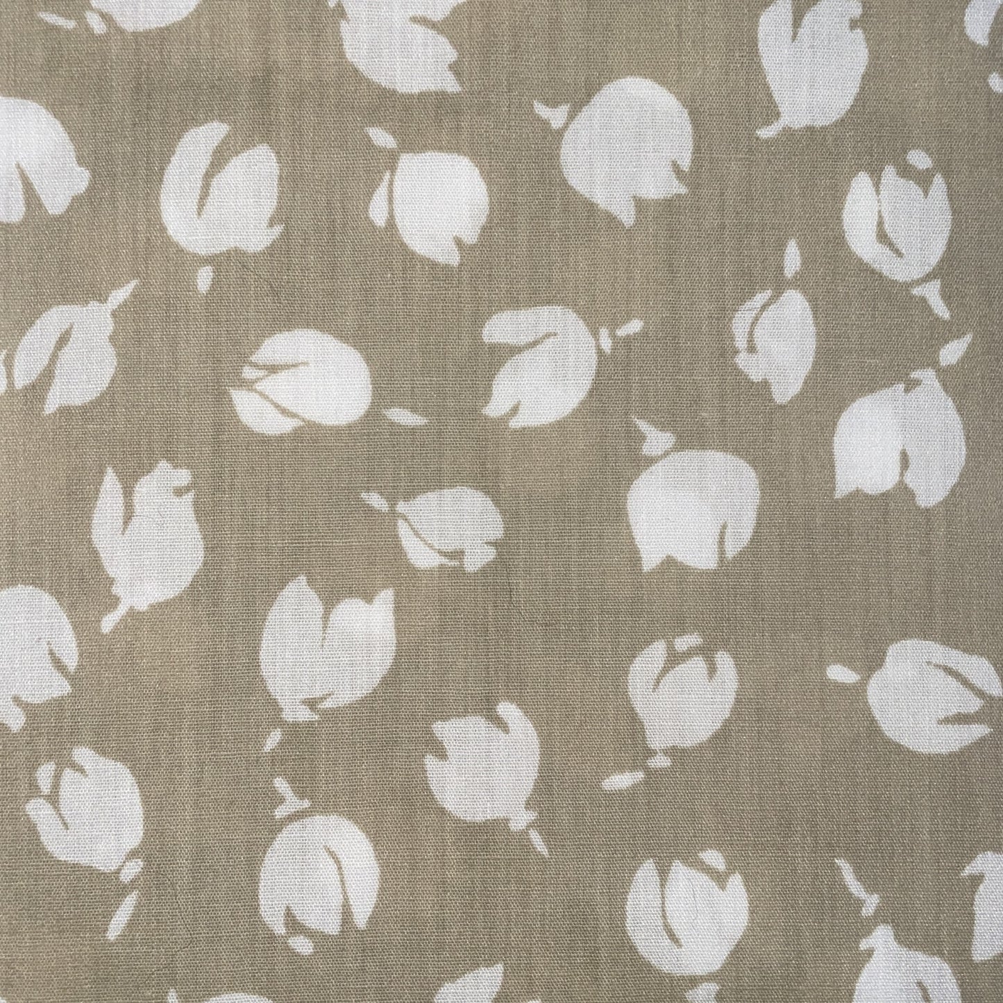 White Floral Buds on Beige B/G-BTY-Rosenblatt Textiles