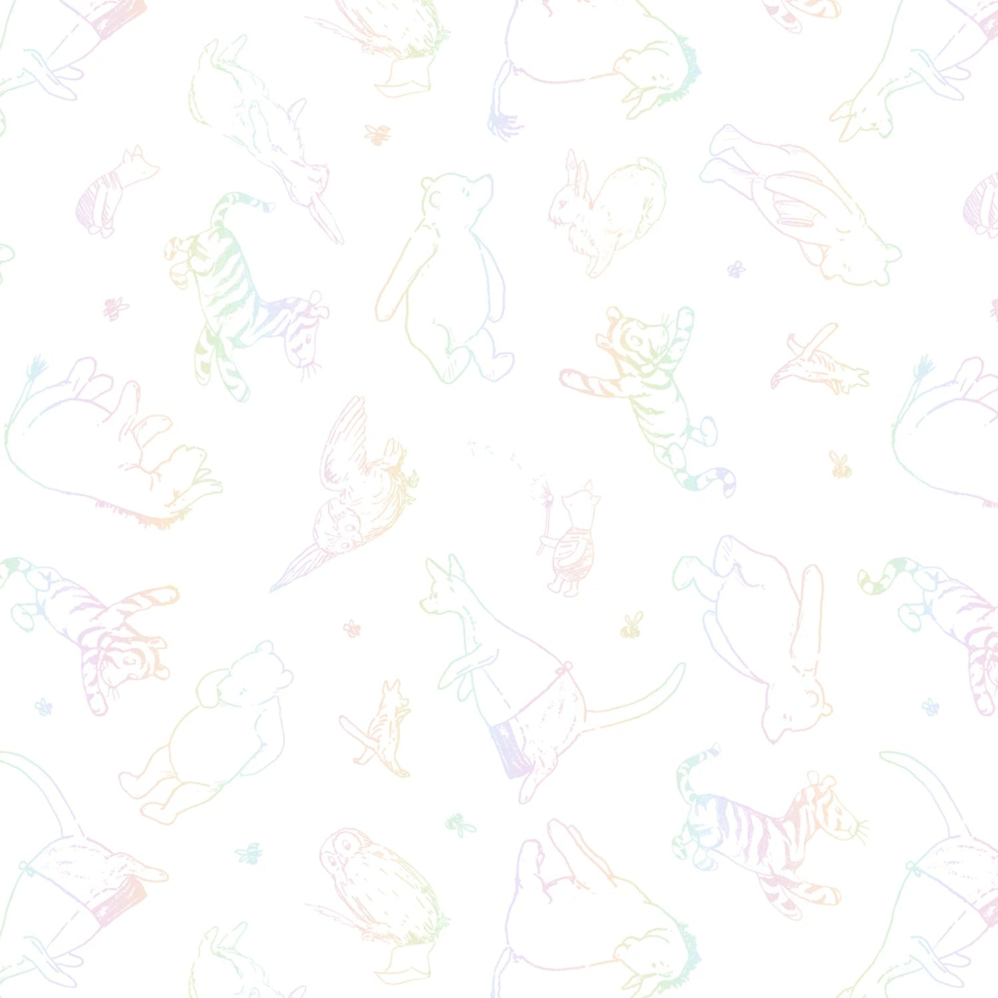 Winnie The Pooh-White Rainbow Lineart-on White Background-BTY