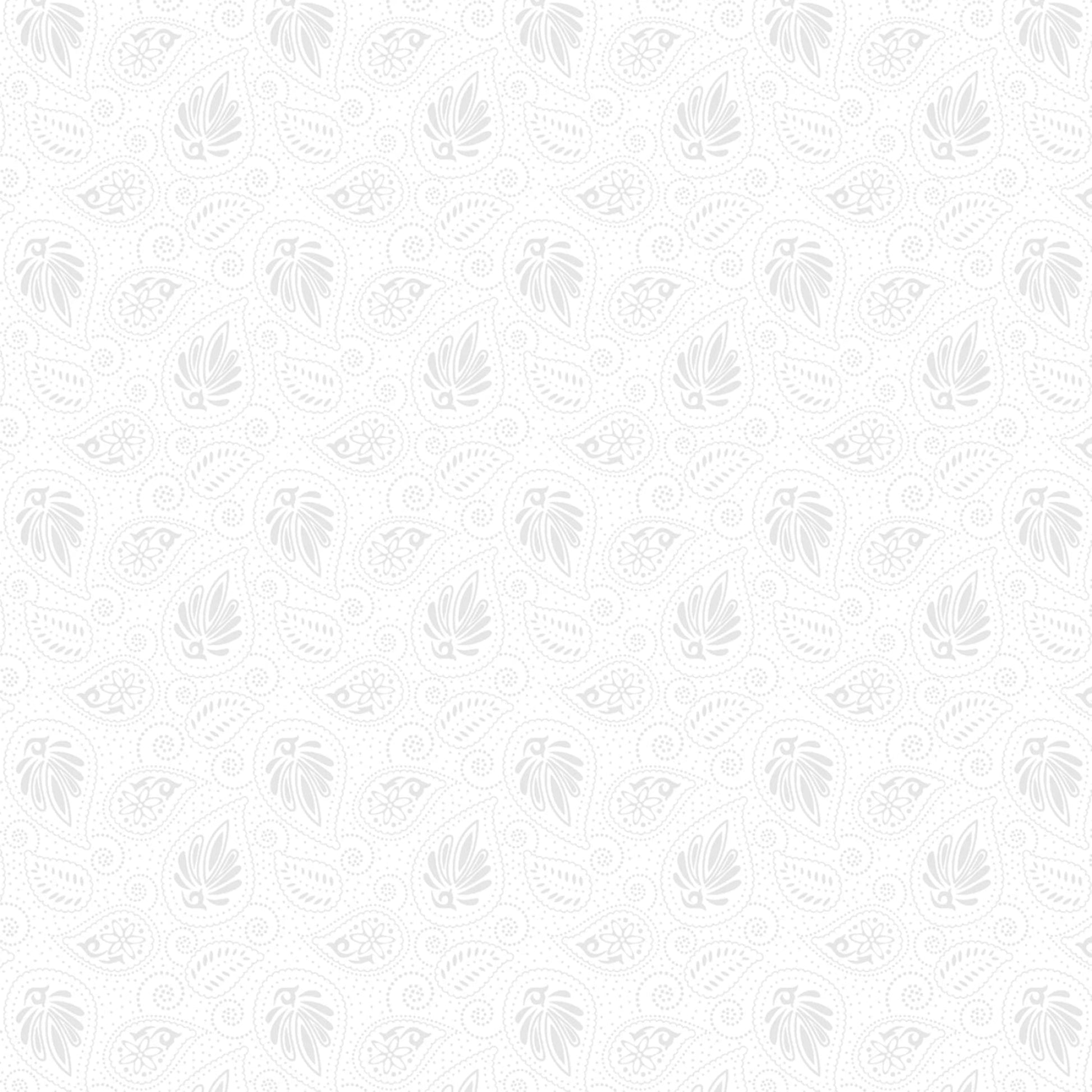 White Paisley's on White-Wilmington Prints-BTY