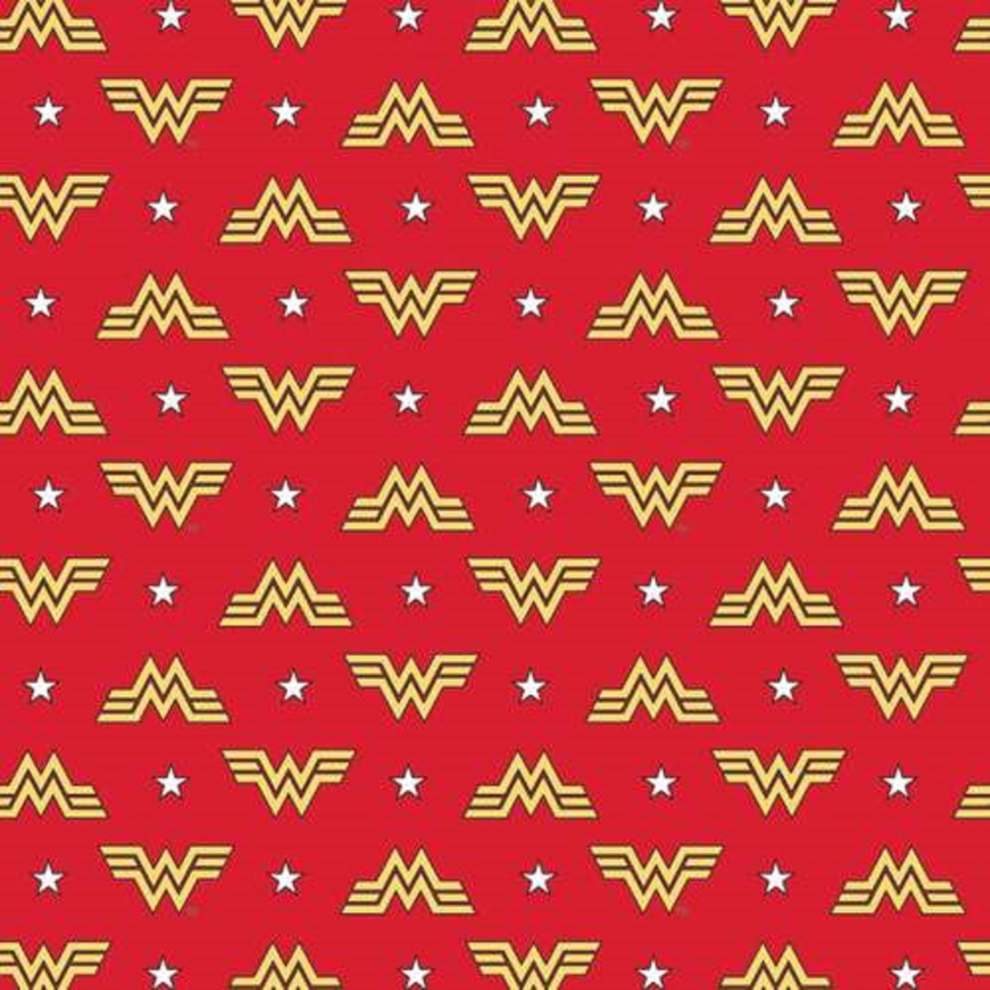 Wonder Woman Logo on Red-Flannel Fabric-1 yard-Camelot Cottons