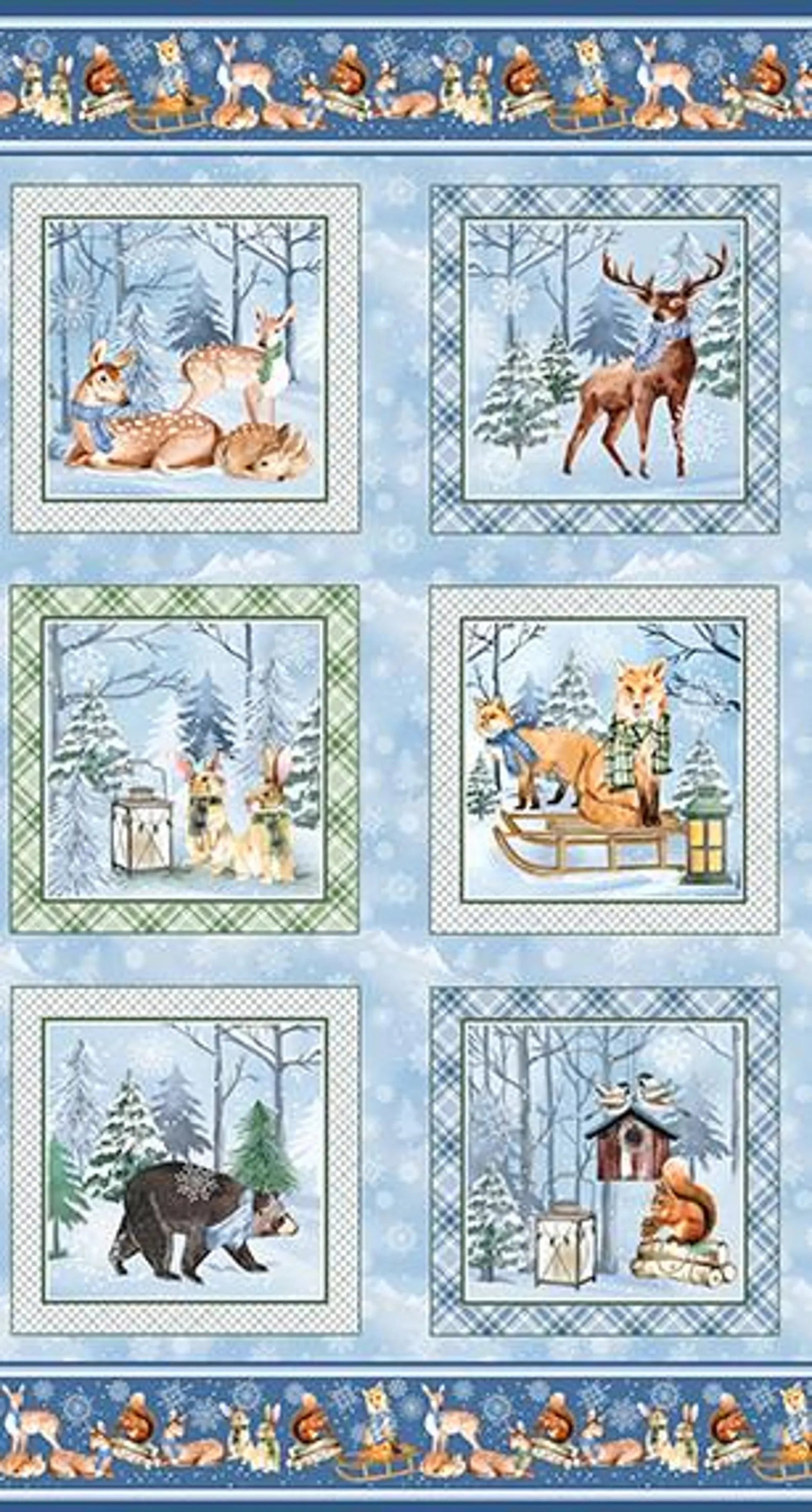 Woodland Wonderland Panel by Benartex - Blues Colors