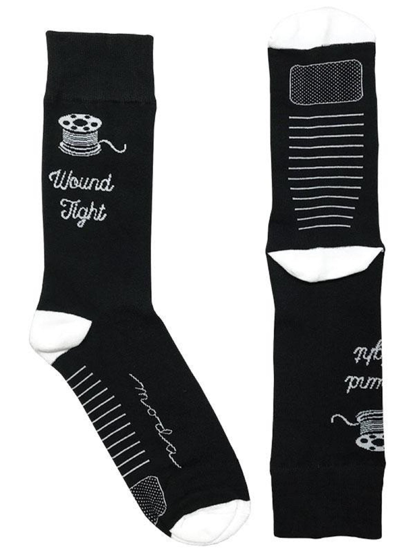 Wound Tight Socks-Moda Fabrics-Black and White-One Size Fits Most