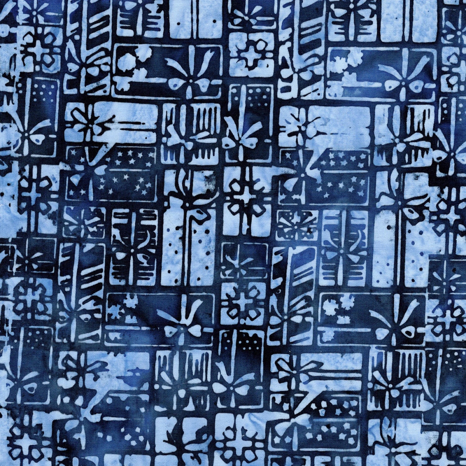 Wrapped Christmas Presents-Cornflower-Island Batiks-BTY