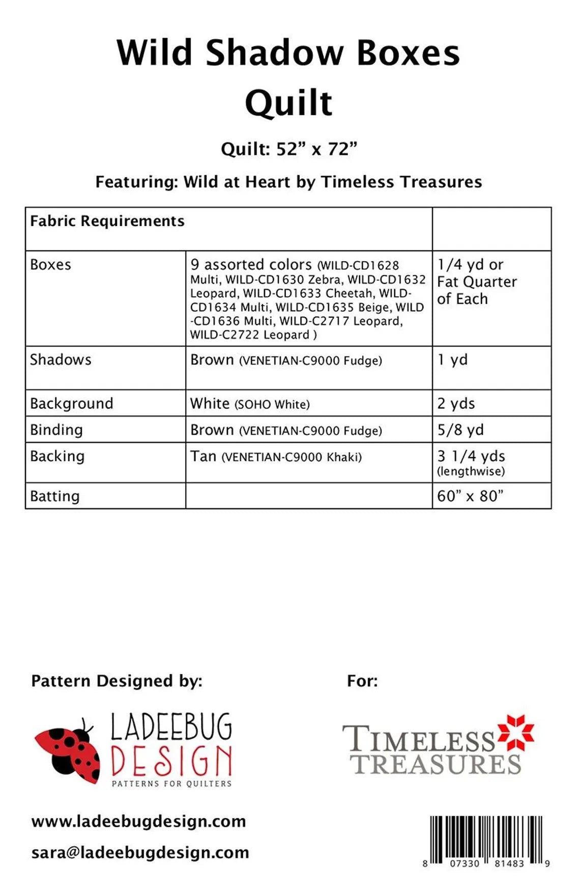 Wild Shadow Boxes Quilt Pattern by Ladeebug Designs