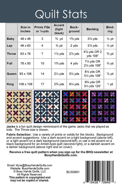 Jacks Quilt Pattern by Busy Hands Quilts-6 Sizes Included