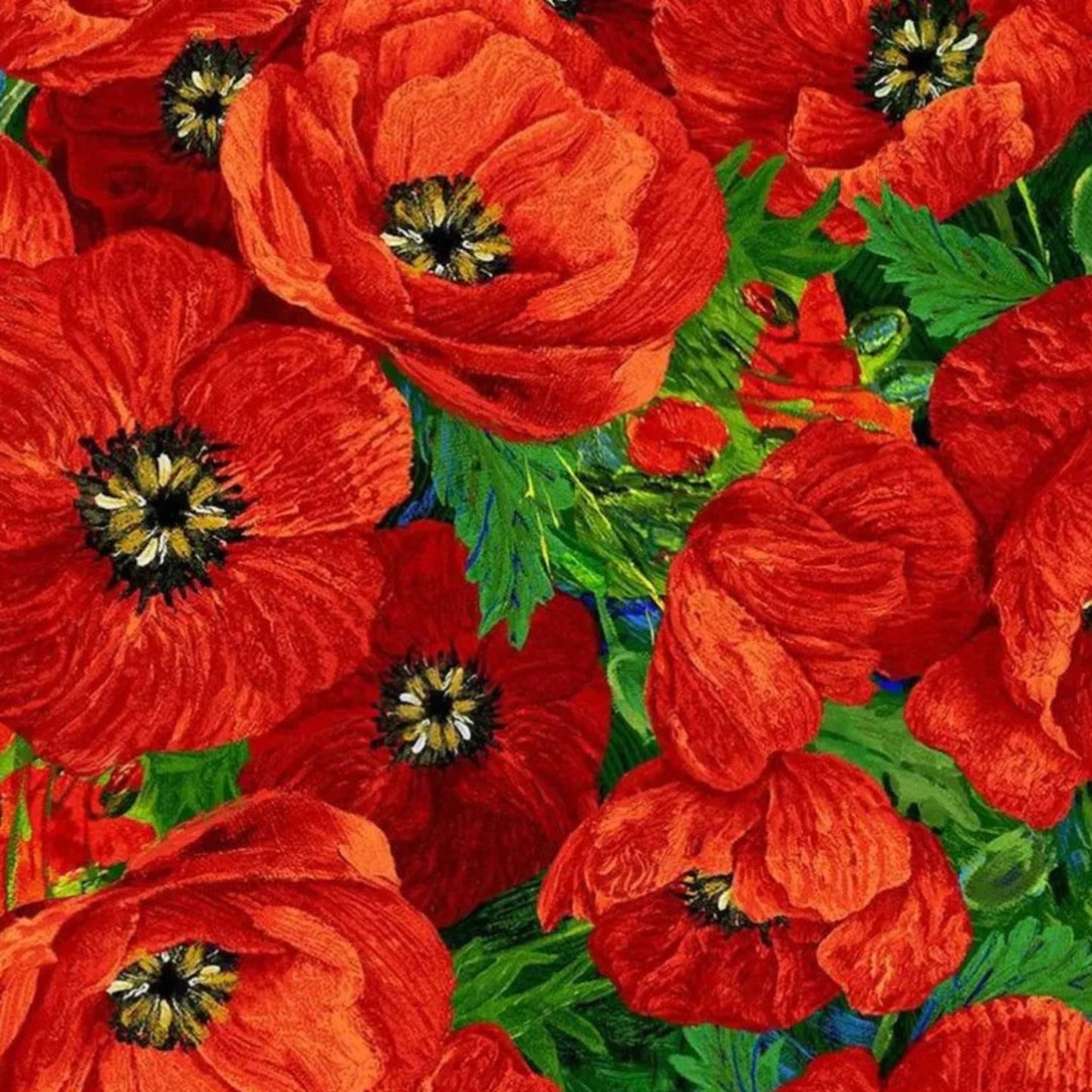Large Red Poppies Fabric by Timeless Treasures