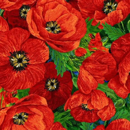 Large Red Poppies Fabric by Timeless Treasures