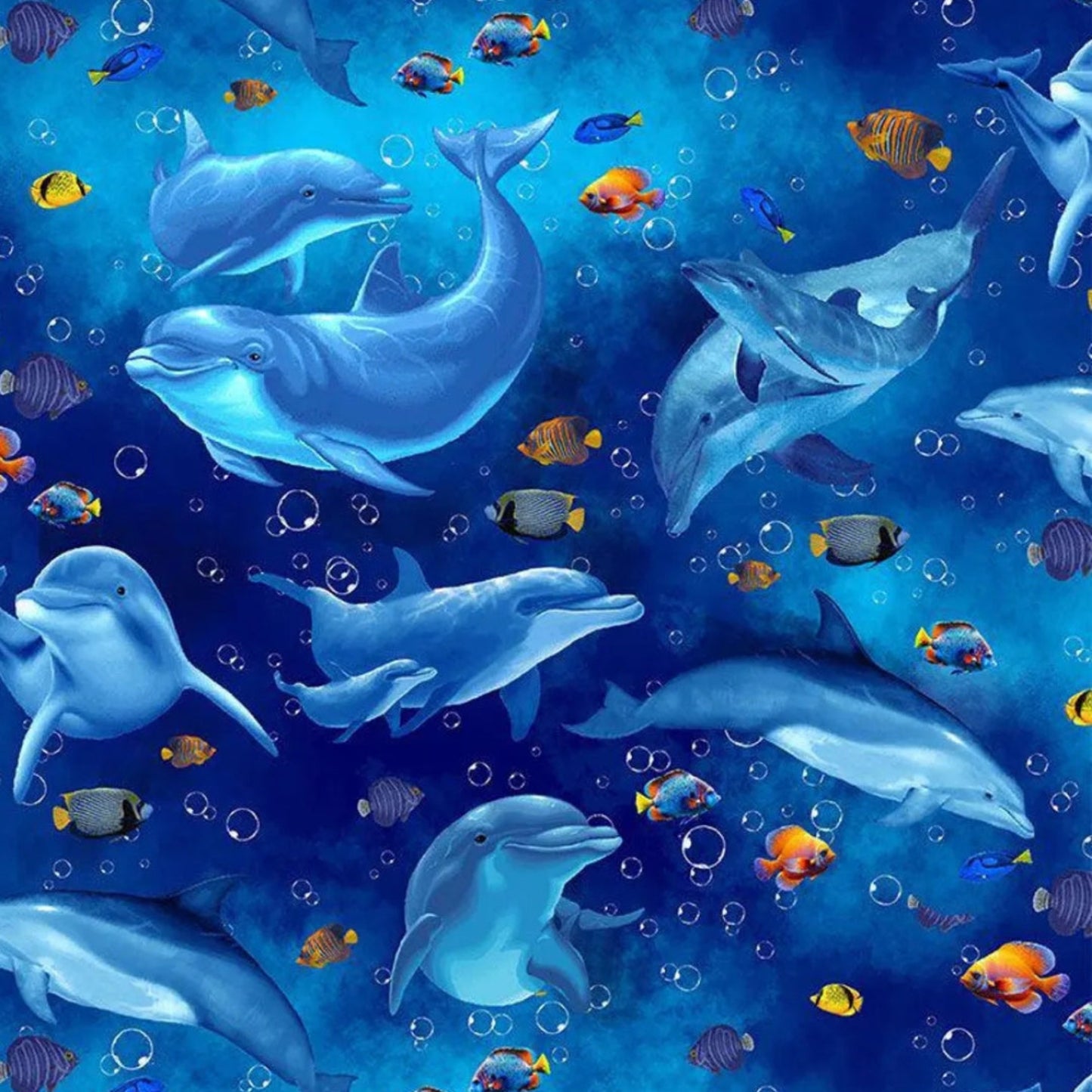 Playful Dolphins and Fish Fabric by Timeless Treasures