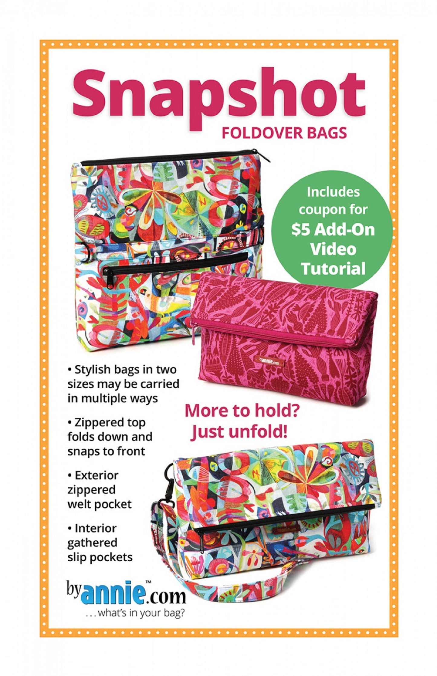 Snapshot Foldover Bags by Annie.com-Small and Large